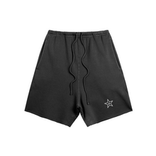 Load image into Gallery viewer, THE LIL WHITE STAR RAW HEM SWEATSHORT
